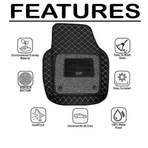 7D Black Leatherite Universal Bucket Car Mat for all Sedan & Hatchback(Black)